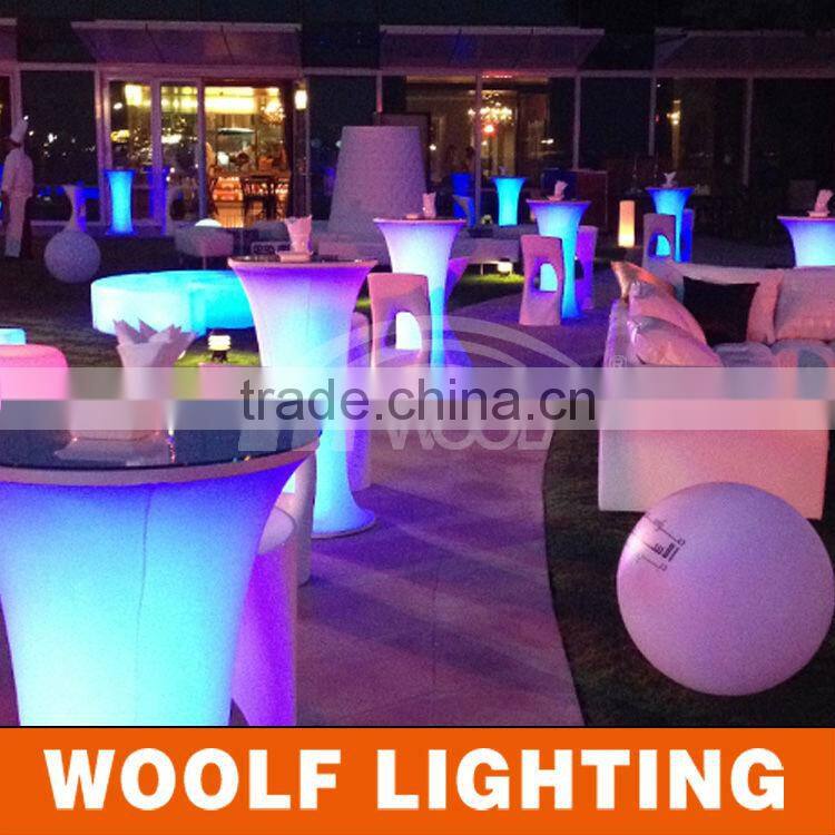 2014 hot waterproof plastic RGB glow led round table used nightclub furniture