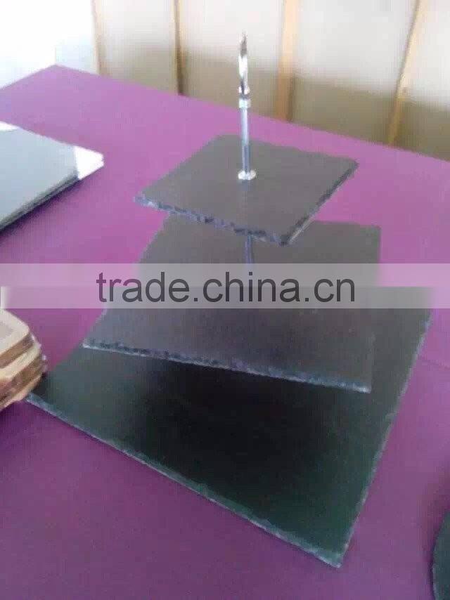 round shape black slate plate