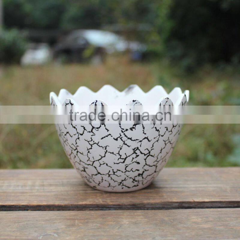 New design printing crack eggshell shape colorful ceramic planter