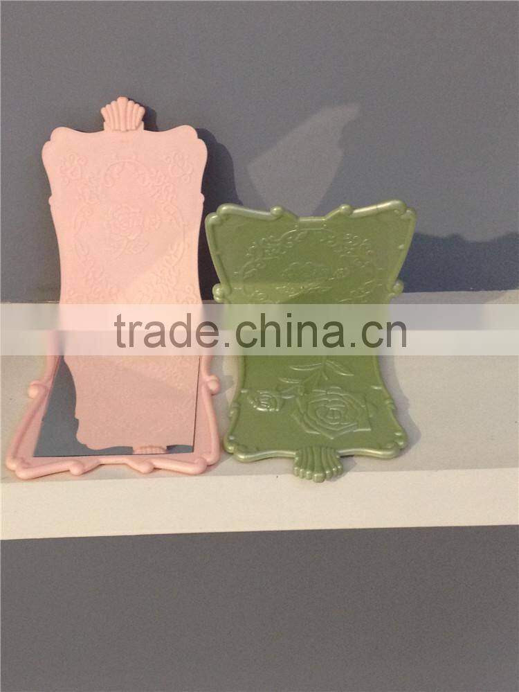 Plastic Mini Pocket Girl Makeup Compact Cosmetic Mirror With Rose Line