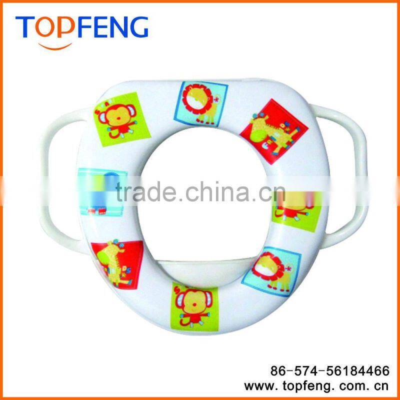 Easy clean soft potty seat with handle/ Children toilet seat