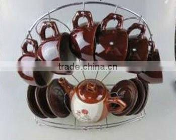 Stock glazed coffee set with iron shelf