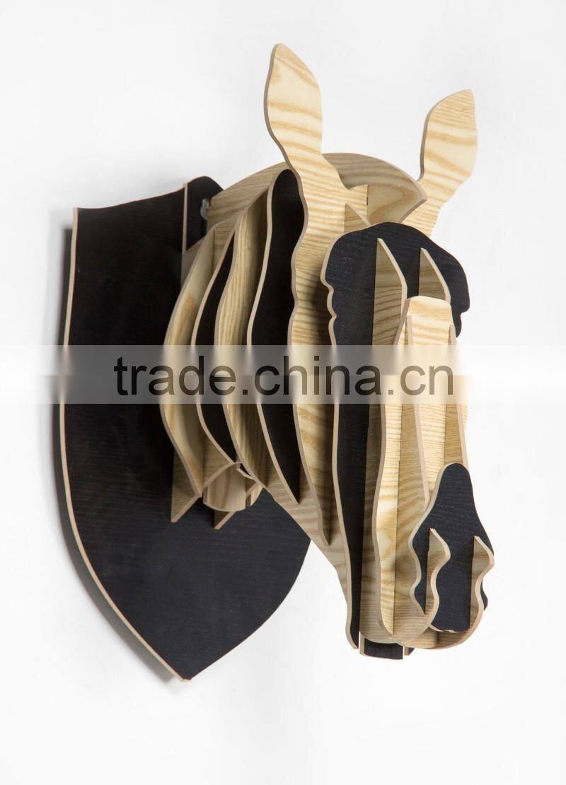 wooden animal head statue home wall decoration wooden decorative statue zebra head