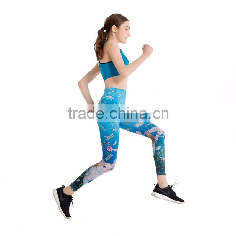 Amazon Best Saller Printed Women's Lightweight Printed Full Ankle Length Leggings for Summer(custom logo)