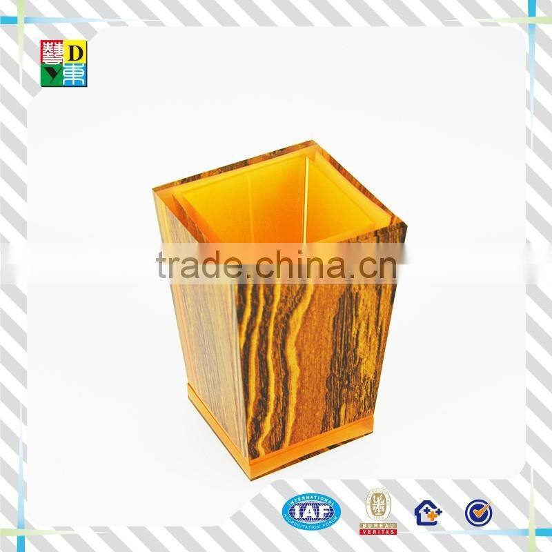 High quality wood grain acrylic bathroom set for hotel /2015fashion acrylic supplies for hotel equipment in wholesaler price