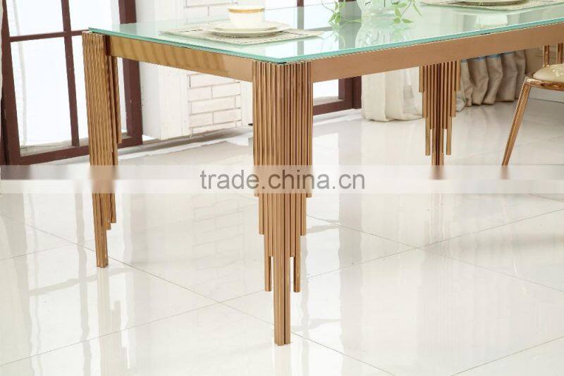 High quality lunxry modern stainless steel dinning table and chairs AH069