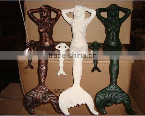 Home decoration Cast iron Lying mermaid statue
