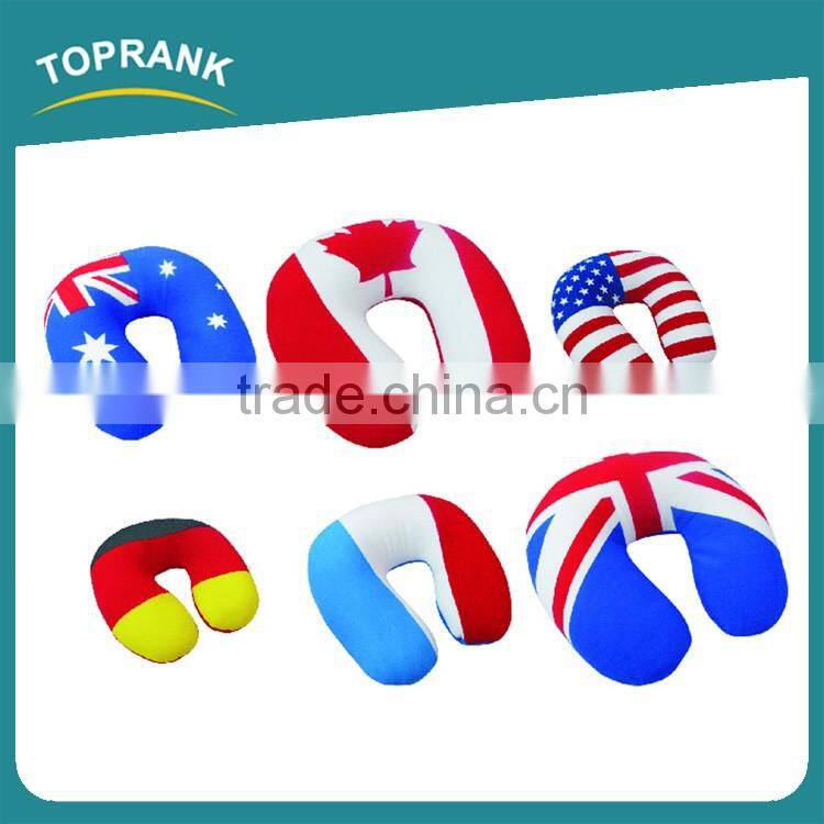 Toprank Custom Printed Flag Design Microbeads Filling U Shaped Neck Pillow Car Airplane Soft Cushion Microbead Neck Trave Pillow