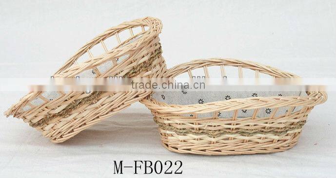 Wicker storage basket with liner& willow food / bread basket
