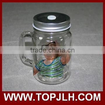 China professional logo printed sublimation Glass cup Mason Jars