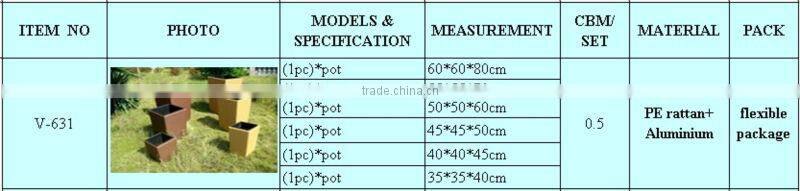 custom make all weather outdoor PE rattan planters