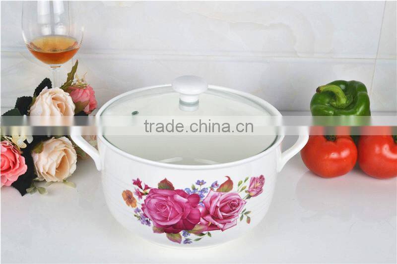 8" ceramic cookware pot safe for microwave with glass lid