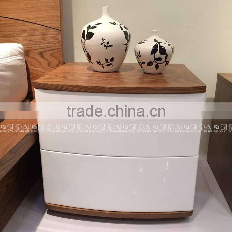 2 Drawer Walnut And White Modern Night Stand N-814