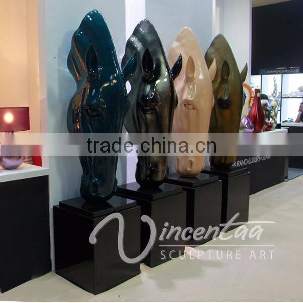 china supplier promotion fiberglass polyresin head horse statue