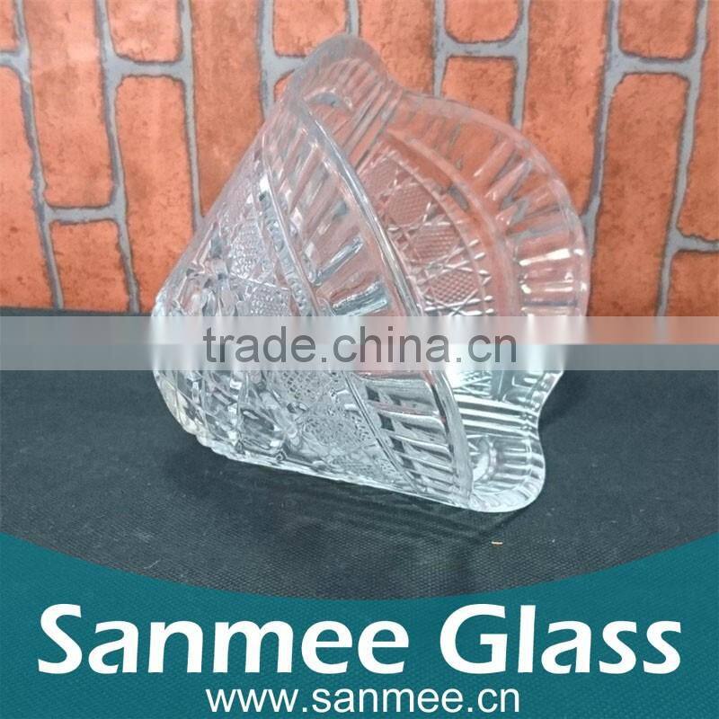 Diamond Boat Shape Glass Bowl Wholesale Glass Fruit Bowl