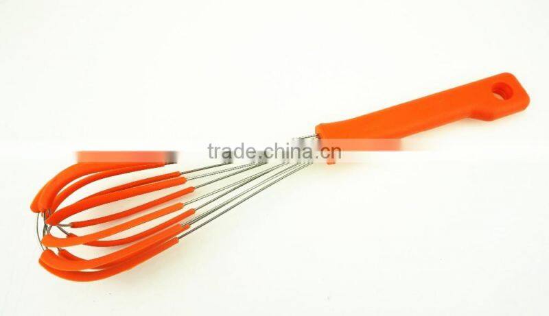 13030 silicone kitchenware egg whisk with silicone insert