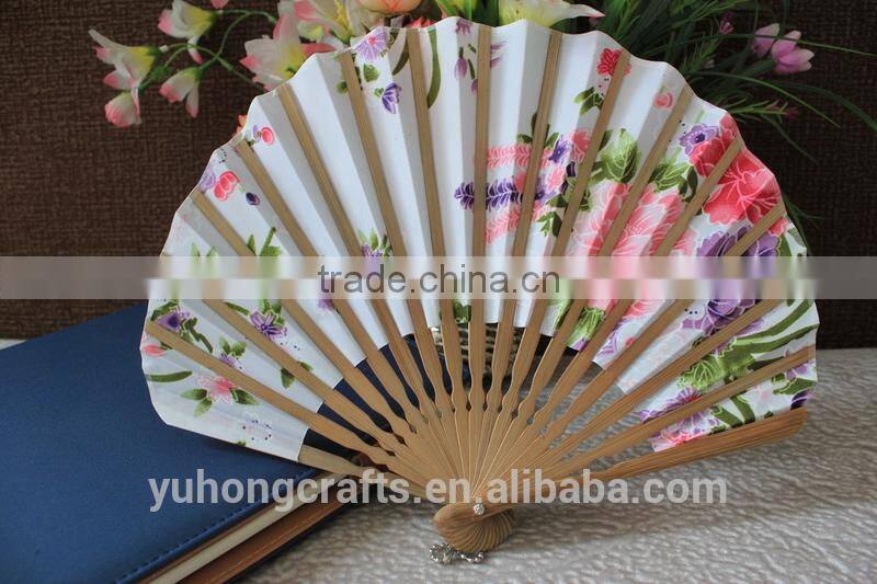 High quality bamboo fabric fan for ladies