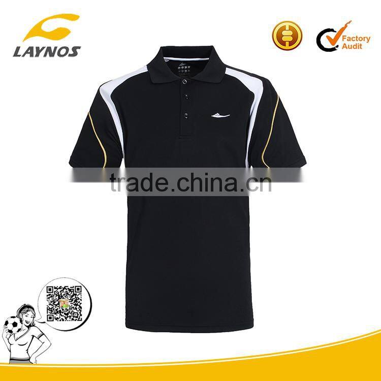 Black polo t-shirt with three botton