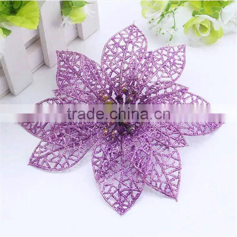 10cm artificial Christmas flowers, Christmas garlands rattan Christmas tree decorations