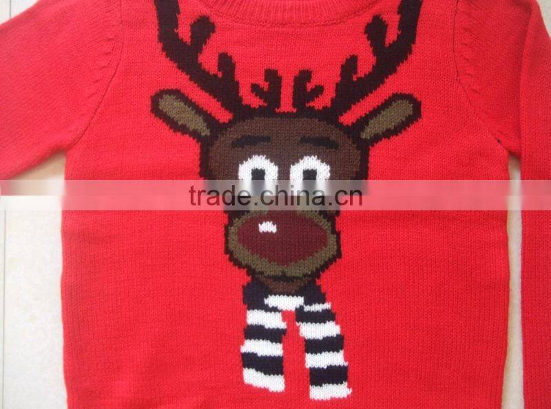High Quality New Design Pullover Reindeer Christmas kids Knitwear 2017 (BKN5315)