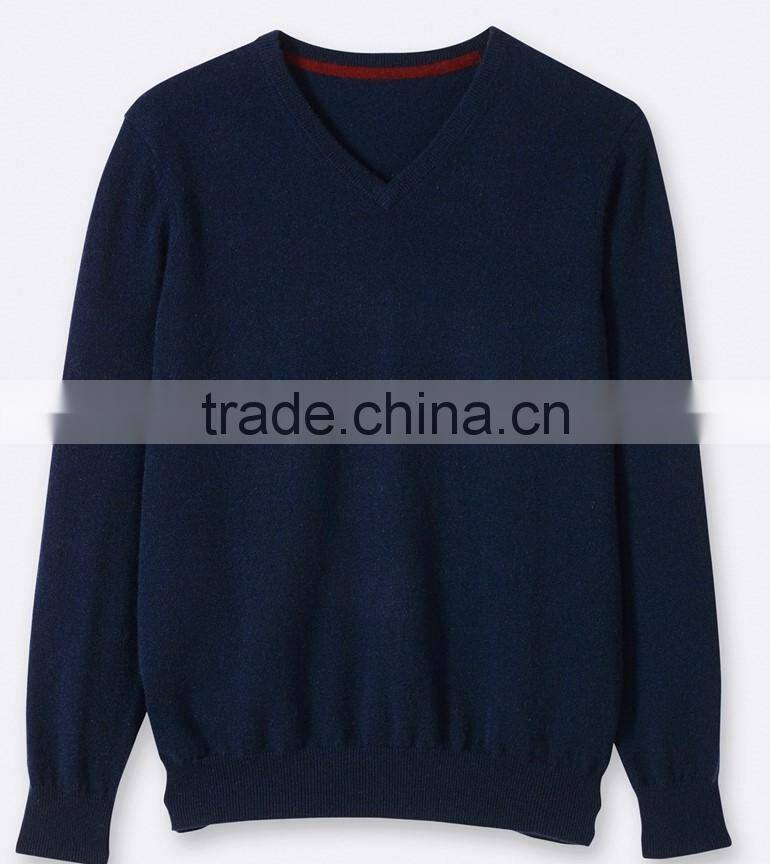 High Quality Men's v-neck cashmere sweater Navy(BKNM12)