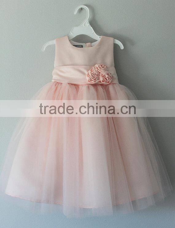 2017 latest design wholesale baby Clothes one piece summer stain cheap Children's Boutique fashion pink baby girl wedding dress