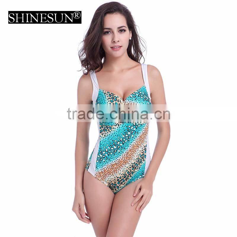 2017 One piece dot printed swimsuit spell color swimsuit swimwear kids girl