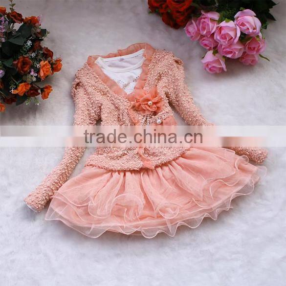 2014 Kids Girls Lace Skirt Dress+Coat Jacket 2Pcs Set Party Tulle Tutu Dress SV010612 #