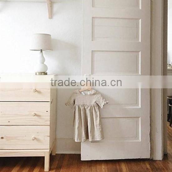 Grey/Cream Check Linen Dress Light Weight Linen Blend Summer Kids Party Dresses