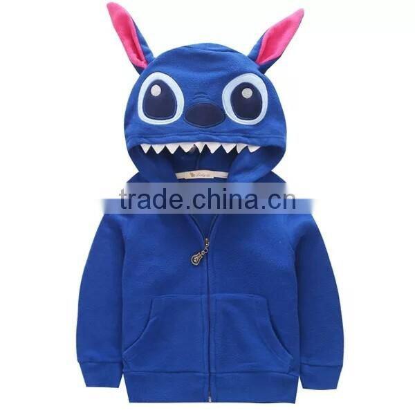 Front Open Sweatshirt Custom Kids Animal Thick Fleece Zipper Hoodies