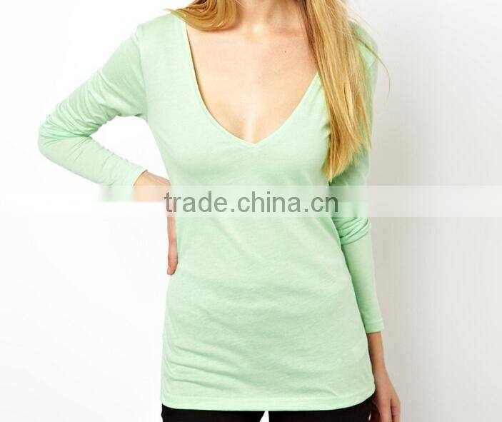 bulk v-neck elongated t shirt women