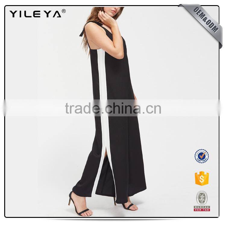 2017 Ladies Classic High Leg Slit Chiffon Wide Length Jumpsuit