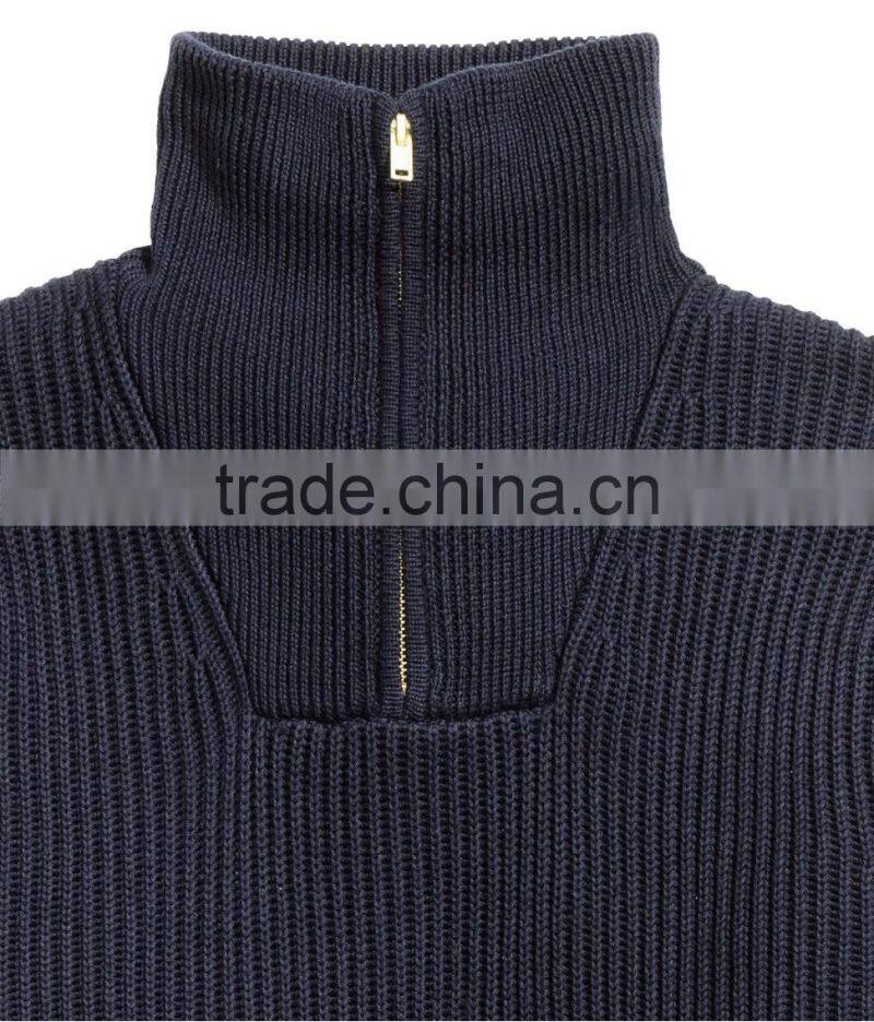 55% acrylic, 45% cotton polo sweater pullover men half zip sweater