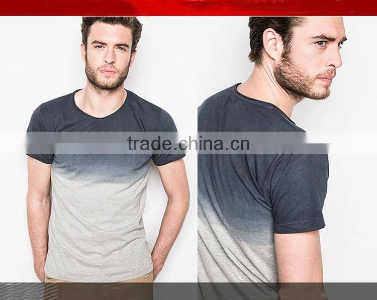 round neck short sleeve dip dye t shirt for men with 100% cotton t shirt in Guangzhou 41a