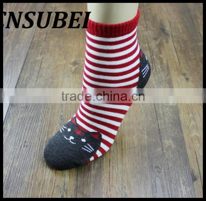 Cute teen girls socks 3D cat socks strip socks