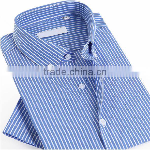The best 2016 short sleeve blue stripe button down collar Italian men casual shirt