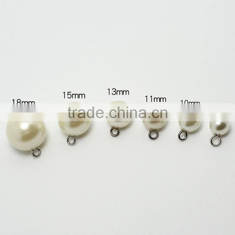 Wholesale Cheap 8mm-18mm White Clothing Plastic Rhinestone Fashion Pearl Button For Sweater