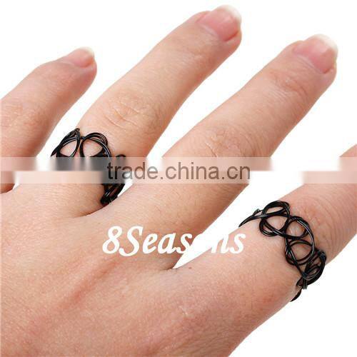 Popular Black Plastic Stretch Rings Imitation Temporary Tattoo Sticker
