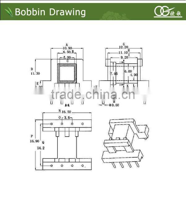 EF16 horizontal pin4:4 220v 12v 100kva transformer bobbin