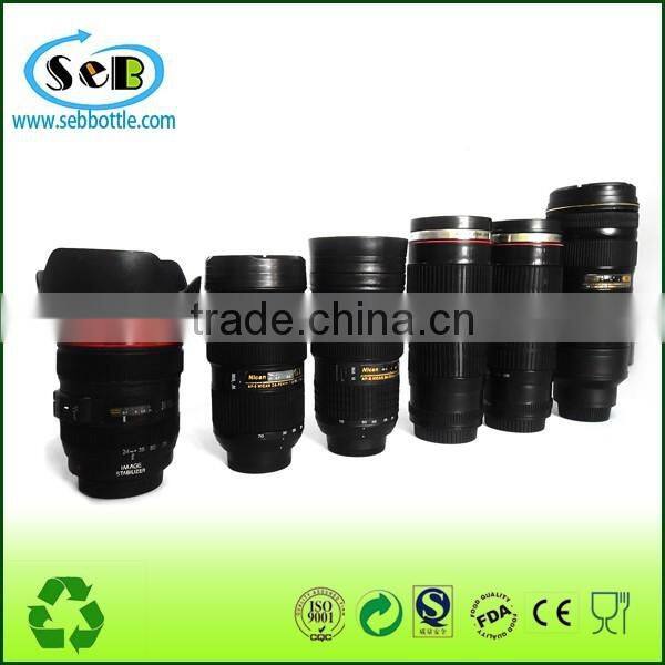 HOT sale stainless steel vacuum camera lens mug travel mug coffee mug with heating in car