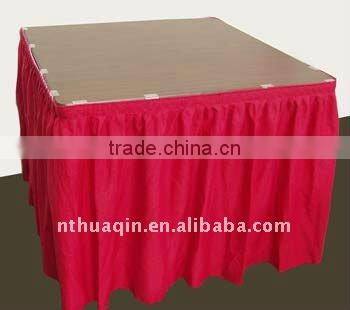 Rectangle 100% polyester table skirting with pleats table skirts table linen