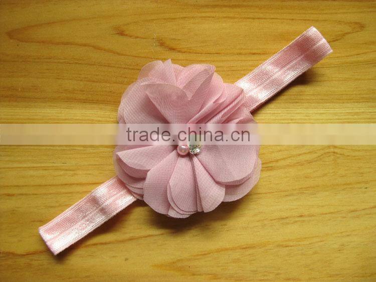Factory Price Hot Sale ribbon flower cute plain baby headbands kid hair accessory