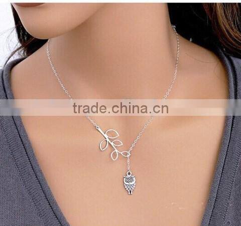 Tree Leaf Silver Chain Necklace Alloy Link New Bib Necklace 2017