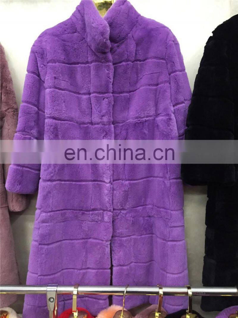 New Fashioned Rex Rabbit Fur Coat Whole Rabbit Fur Skin Women Clothes