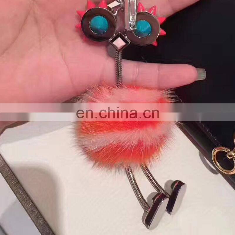 Fluffy and Lovely 2016 New Style Robot Keychain Mink Fur Accessories