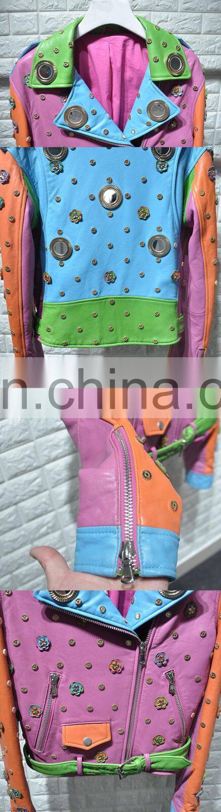 Soft Genuine Lambskin Leather Short Jacket Italian Leather Jacket Women