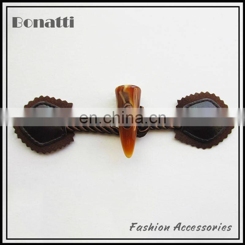 coat leather buttons with wood toggle