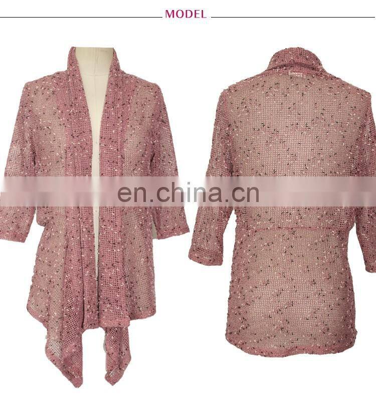 Old Woman Rose Plain Mesh See-Through Kimono Cardigan joker design blouse