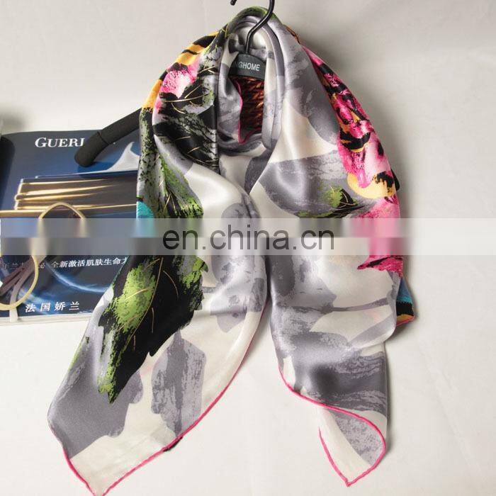 plain new arrival satin square silk scarf