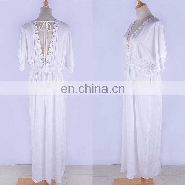 White Cotton Beach Dress 2019 Robe de Plage Lace Beach wear Pareo Beach Bikini cover up Sarong Kaftan Tunic Swim Covers